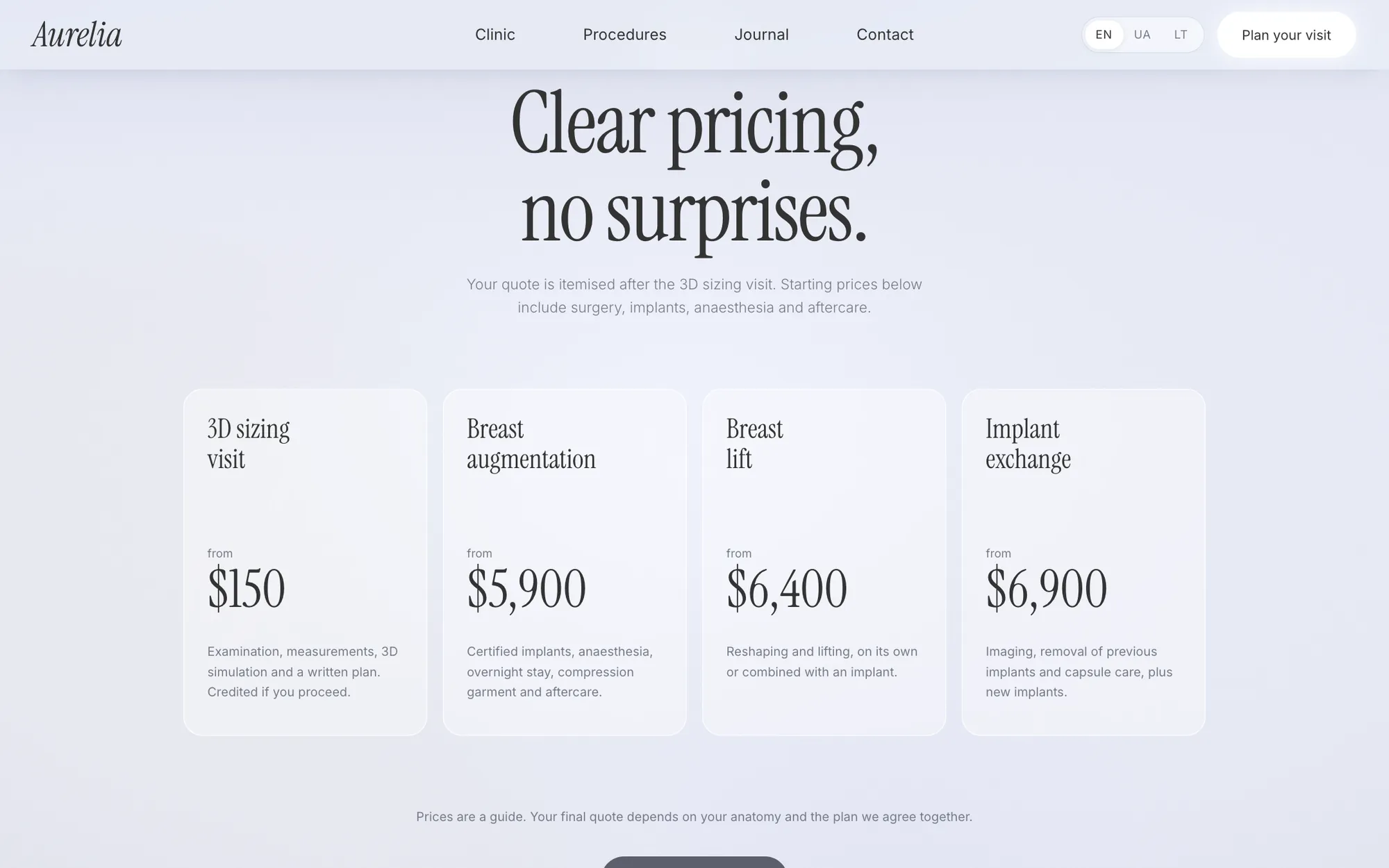 Clear pricing, no surprises