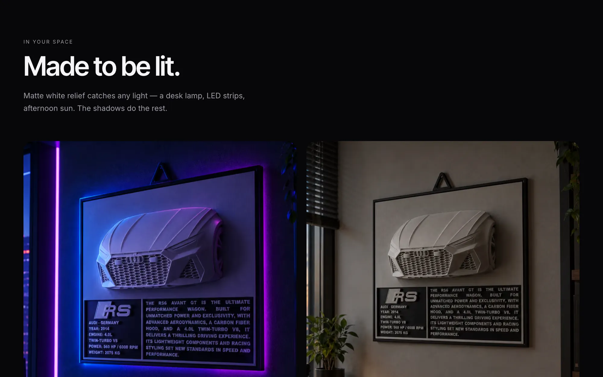 Made to be lit: the relief at night and in evening light