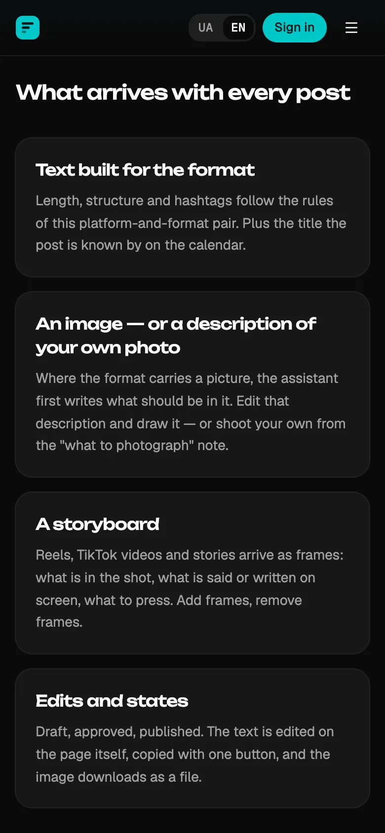 What comes with every post, on a phone