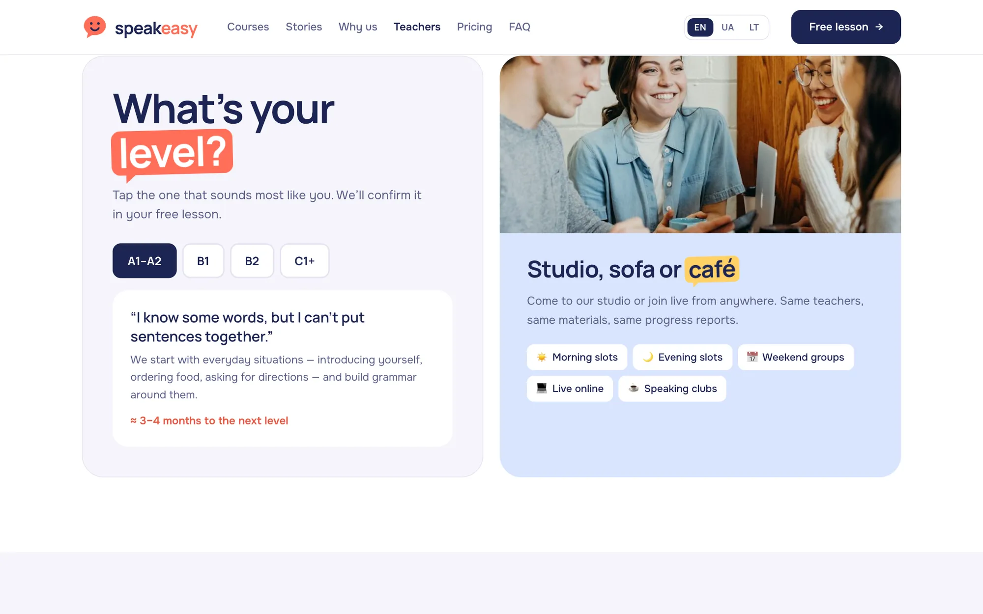 What's your level? and the lesson formats