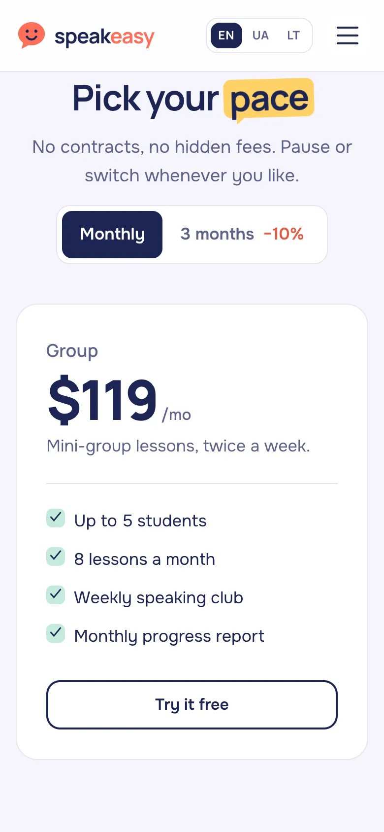 Pricing on a phone